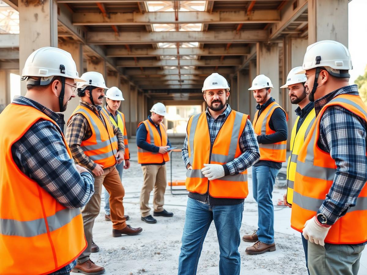 Equipe com EPI em obra bem executada
